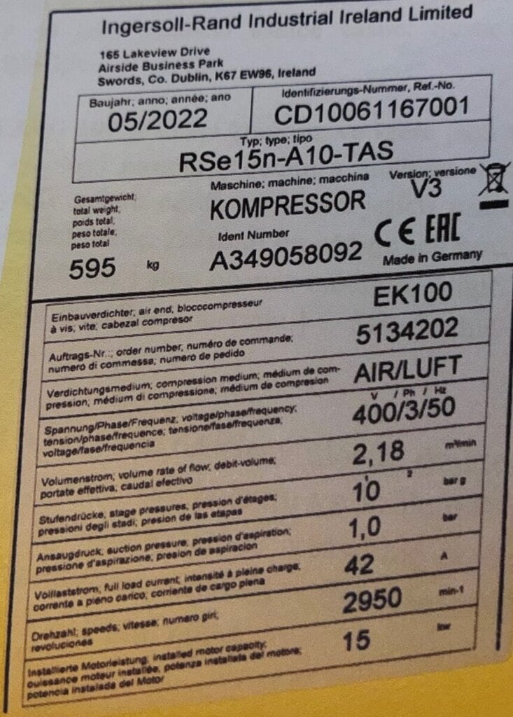 Kompresor AFG 100 s příslušenstvím, elektronická aukce, průmyslové zařízení, vysoký výkon, stav dle.