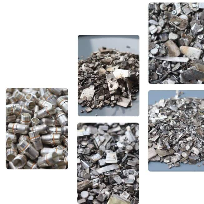 Kovové šroubky a dráty na recyklaci, kovový odpad, kovové součástky.